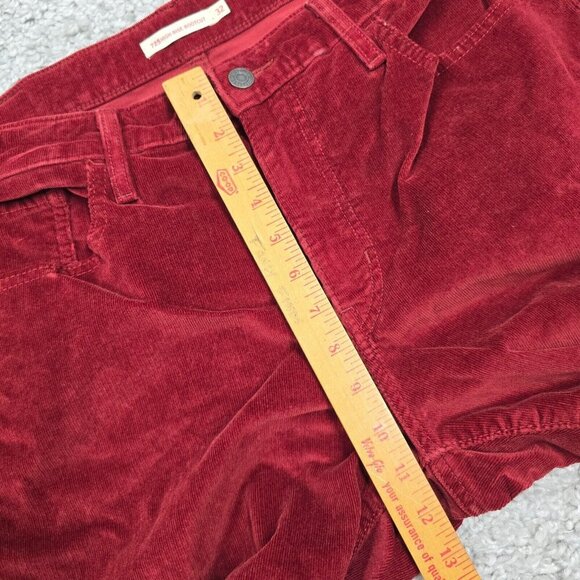 Levis 725 Pants Women 32 Red Corduroy Bootcut High Rise Stretch Cowgirl Western - Picture 11 of 14